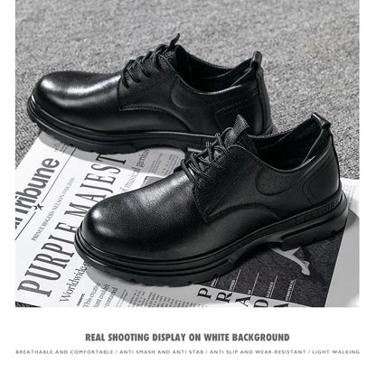 Fashion 2026 Genuine Leather Waterproof Men Safety Shoes Boots Work Sneakers Indestructible Steel Toe Nail Proof Male Footwear