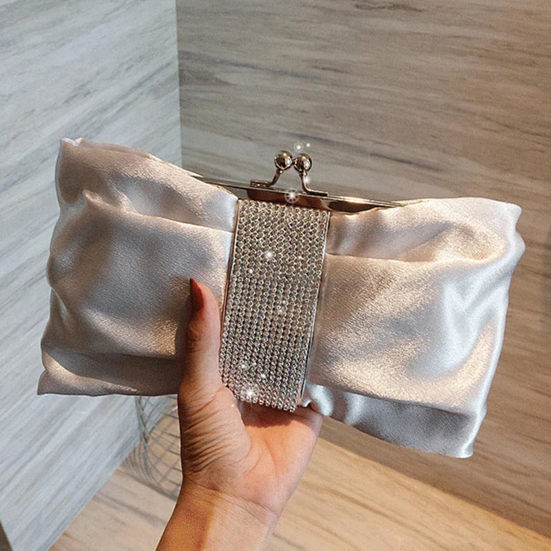 Woman Evening Bag Rhinestone Clutch Crystal Dinner Clutch Wallet Wedding Purse Party Banquet  Black Butterfly