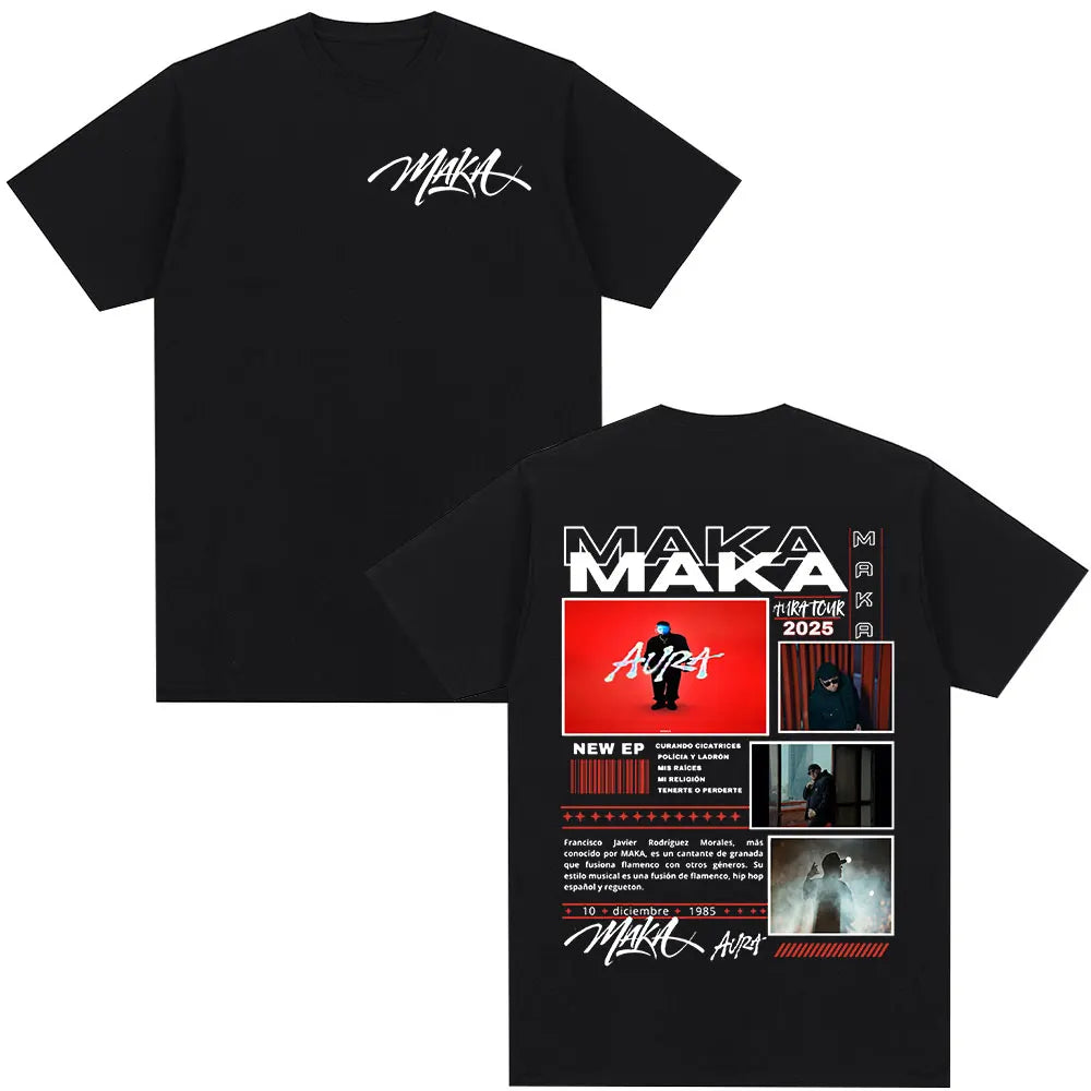 Rapper Maka Aura 2025 Tour Merch T Shirts Men Women Fashion Vintage Street T-shirt Casual Cotton Short Sleeve T Shirt Streetwear