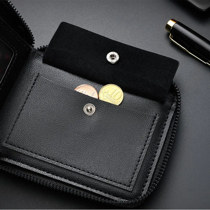 Leather Men’s Wallet Luxury Mens Purse Male Zipper Card Holders with Coin Pocket Rfid Wallets Gifts Men Money Bag Birthday Gifts