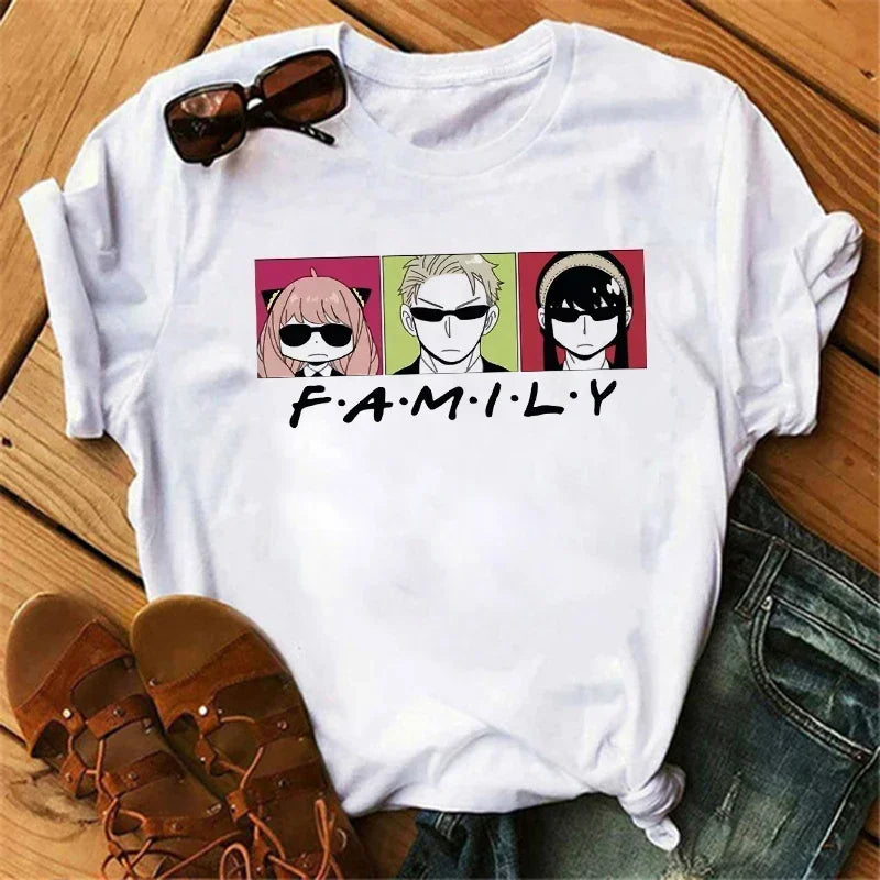 Anime Spy X Family T shirt Wommen Japanese Harajuku Fashion Short Sleeve T-shirts Summer Tops Kawaii O-Neck Women's T-shirt Top