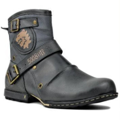 New Round Toe European and American Retro Men's Leather Boots Men's Shoes Men's Boots Plus Size 2023