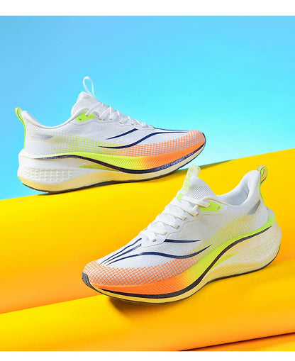 Fashion men's and women's sports running shoes casual breathable mesh surface carbon plate support wear-resistant rubber outsole