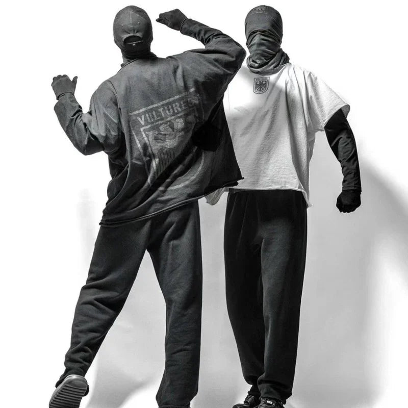 Double Eagle Head Print Vulture Sweatshirts Cotton Cutting Top Casual Loose Long Sleeve Hiphop Street Men Women Kanye Tshirts