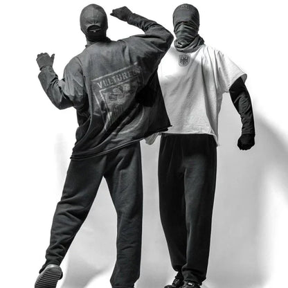 Double Eagle Head Print Vulture Sweatshirts Cotton Cutting Top Casual Loose Long Sleeve Hiphop Street Men Women Kanye Tshirts