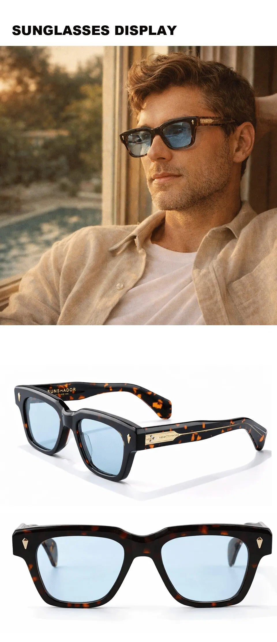 Top Quality Luxury Brand Original Sunglasses Handmade Thick Acetate Men Eyewear Designer Women Outdoor UV Protective Sunglass