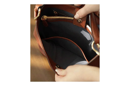 2024 New Arrival Genuine Leather Crossbody Bucket Bags Women Luxury Retro Small Handbag Soft Shoulder Bag