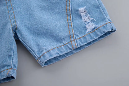 Fashion Cute Baby Boys Clothing Sets High-Quality Short T-Shirt + Denim Shorts 2-Piece Suits Summer Cotton