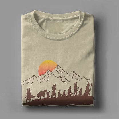The Fellowship L-Lords Of The R-Rings T Shirts Men Pure Cotton Funny T-Shirts Round Neck  Tee Shirt Short Sleeve Clothes Summer