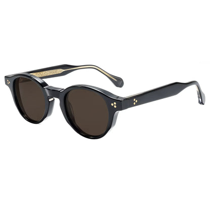 Vintage Tortoiseshell Acetate Sunglasses Men Women Retro Round Frame UV400 Protection Classic Rivet Design Sun Glasses