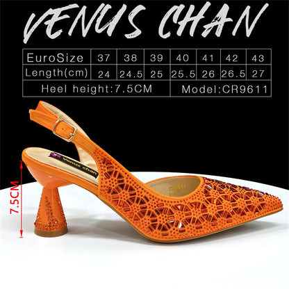 2026 Elegant Women's High Heels with Pointed-Toe Design & Matching Bag Set with Diamond Accents - Chic Italian Style for Party