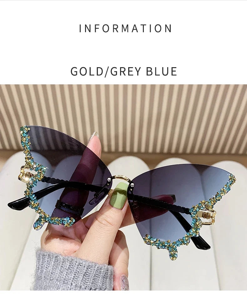 Cycling New Y2K Style Women Fashion Sunglasses Oversize Butterfly Shape Diamond Edge Design Sun Glasses Street Party Glasses
