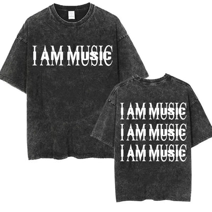 Retro Washed Playboi Carti I AM MUSIC Logo T Shirt Opium Ken Carson Narcissist Tour Antagonist Rap T-shirts Men's Oversized Tees