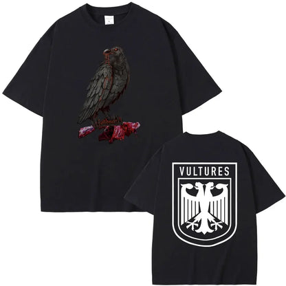 Rapper Kanye West Vultures New Music Album Graphic T Shirts Men Women Hip Hop Fashion Oversized T-shirts Male 100% Cotton Tshirt