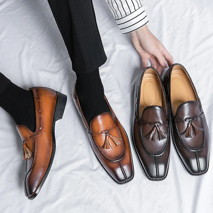 Fashion Shoe Office Shoes for Men Casual Shoes Breathable Leather Loafers Mens Driving Moccasins Comfortable Slip on 2023 Brown
