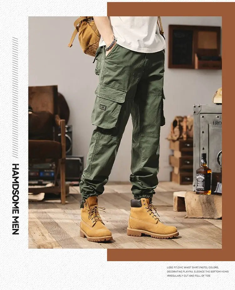 Men Fashion Military Cargo Pants Regualr Straight Fit Cotton Camouflage Green Black Grey Color Trousers W9202