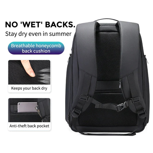 Men 36L Business Backpack USB Waterproof  Multi Pocket Backpacks Fit 17.3 Inch Laptop
