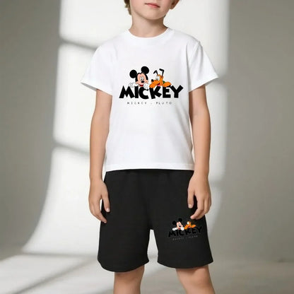 Summer New Style Boys Waffle Fabric Breathable T Shirt Sets Children Short Sleeve Top Shorts Two Piece Suit Kids Casual Outfits