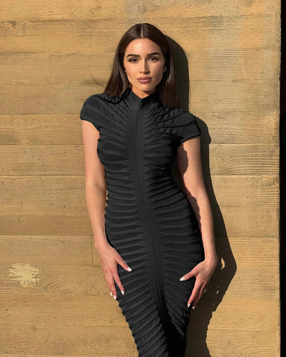 Sexy Bodycon Long Dress Women 2025 Summer Slim Fashion Short Sleeve Bandage Maxi Party Dresses Woman Skirt Elegant Vestidos