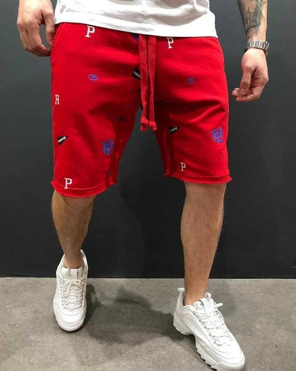 Mens Skinny Cotton Sporting Running Shorts Streetwear Bodybuilding Embroidered Fitness Short pants Jogger Gyms sport Shorts