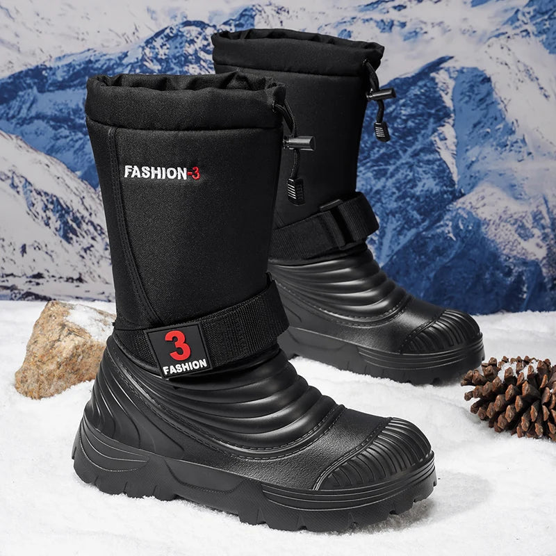 Men's New Snow Boots for Autumn and Winter, Fleece-Lined and Thickened, Cold-Proof, Outdoor Warm, Waterproof, Anti-Skiing, Hiking Boots