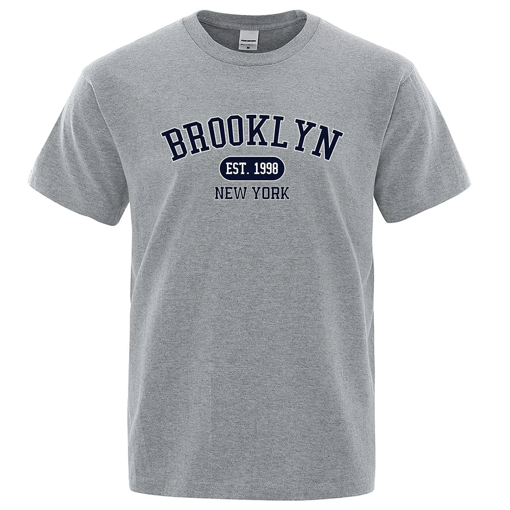 New York Letter T Shirts Man Casual Crewneck Streetwear Breathable Fashion Summer Tops Cotton Loose T-Shirts