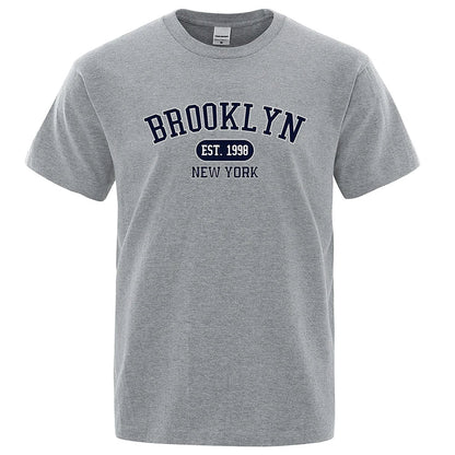 New York Letter T Shirts Man Casual Crewneck Streetwear Breathable Fashion Summer Tops Cotton Loose T-Shirts