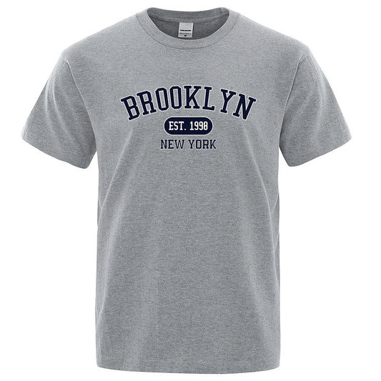 New York Letter T Shirts Man Casual Crewneck Streetwear Breathable Fashion Summer Tops Cotton Loose T-Shirts