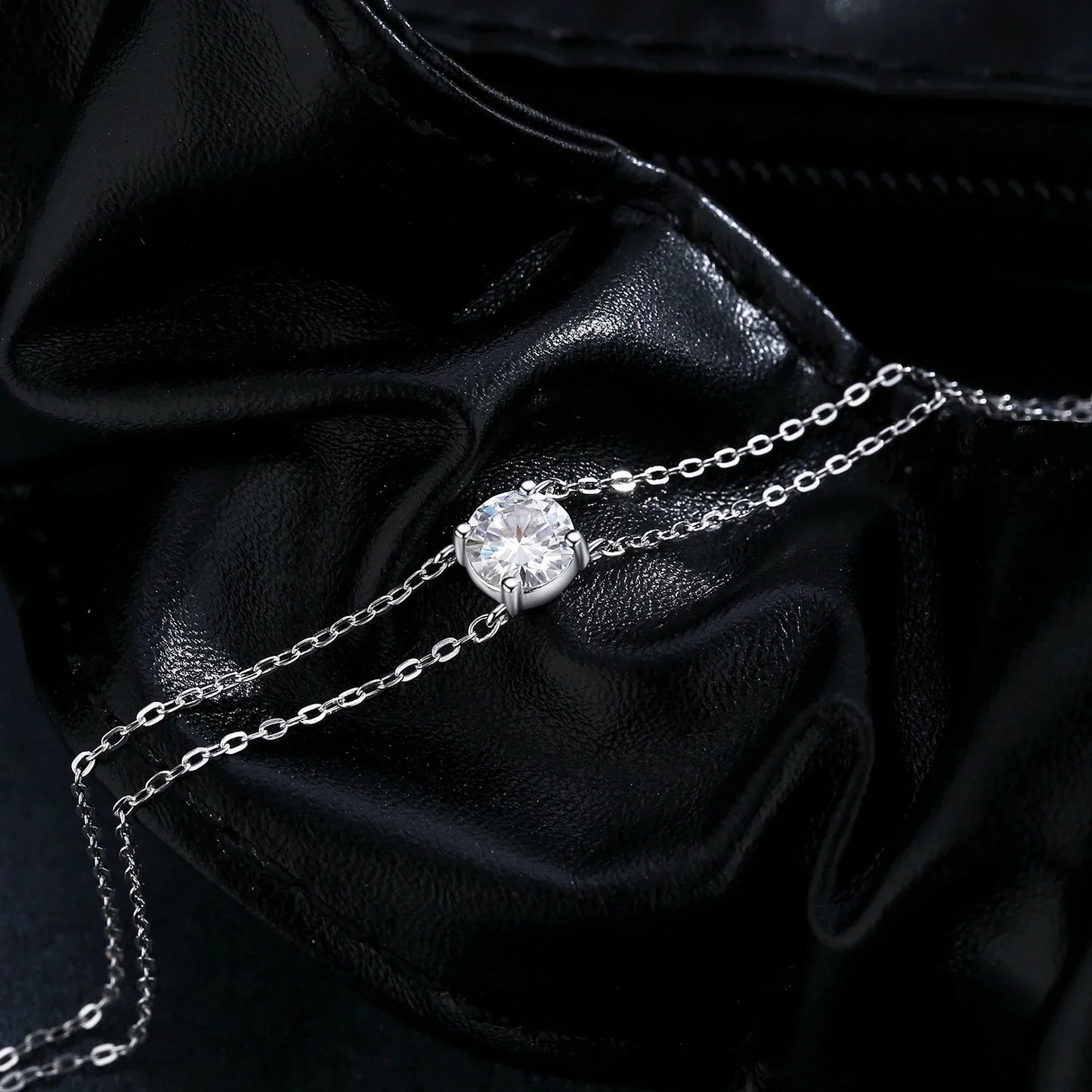 1CT D Color Moissanite Bracelet 925 Sterling Silver Delicate Double Layer Bracelets For Bridal Wedding Fine Jewelry Gifts