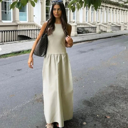 Khaki Elegant Long Dresses 2025 Women's Spring Sleeveless Black Dresses Fashion Casual Party Y2k Dress Vestidos For Female