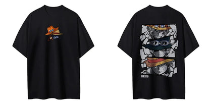 One Piece Men's Women's T-shirt Monkey D. Luffy Portgas D. Ace Sabo Anime Summer Spring Boy's Short Sleeves Parent-child Outfits