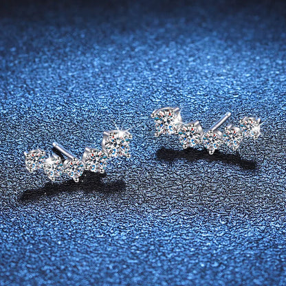 Gradient 0.96cttw D Color Full White Moissanite Stud Earrings for Women Girls 925 Silver All Diamond Party Ear Fine Jewelry