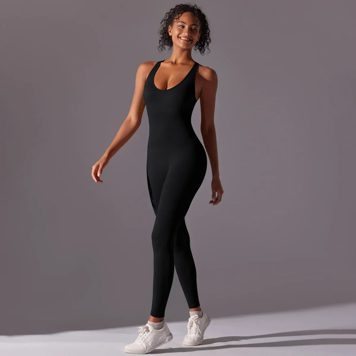 Backless Yoga Bodysuit Women Sports Jumpsuit Fitness Sportswear Workout Set Solid Color Seamless Butt Lifting Yoga Bodysuit