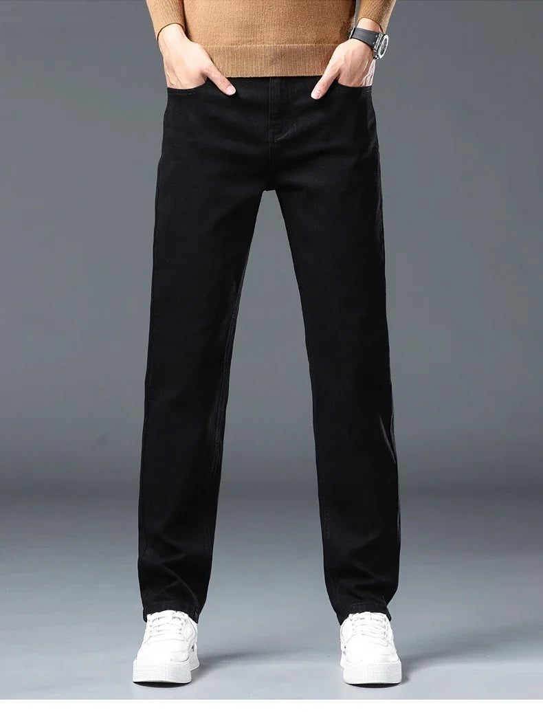 Men's New Stretch Straight Jeans Business Versatile Trendy Youth Casual Regular Long Pants for Spring Autumn Male Denim Trousers