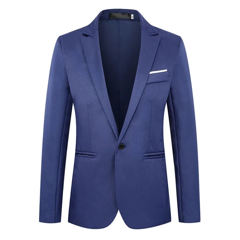 2026 New Men's Slim Blazers Fashion Single-button Business Casual Suit Jacket Solid Elegant Stylish Party Wedding Suit Tops Male