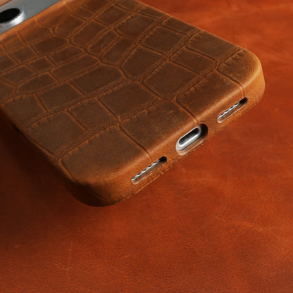 Magsafe Case For iphone 16 15 17 Pro Max Air 17e 16e 14 Plus 13 12 Mini 11 Crazy Horse Crocodile Genuine Leather Back Cover