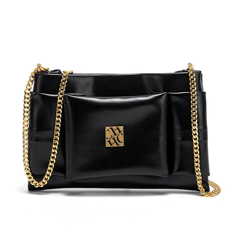Women's Shoulder Bag New Simple Black Detachable Dual purpose Chain Bag Business Wallet