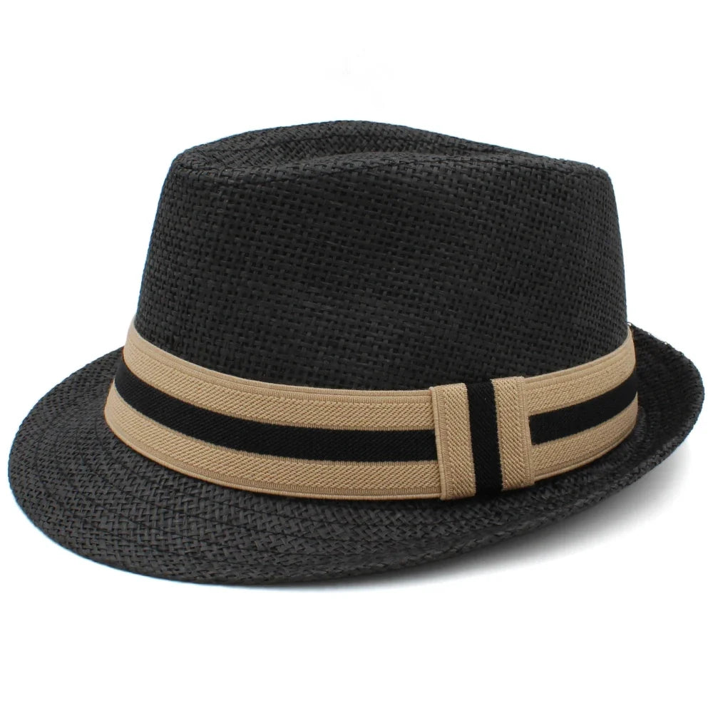 2 Sizes Parent-child Men Women Kids Boy Straw Fedora Hats Summer Trilby Sunhat Classical Jazz Caps Sombrero Beach Outdoor Travel