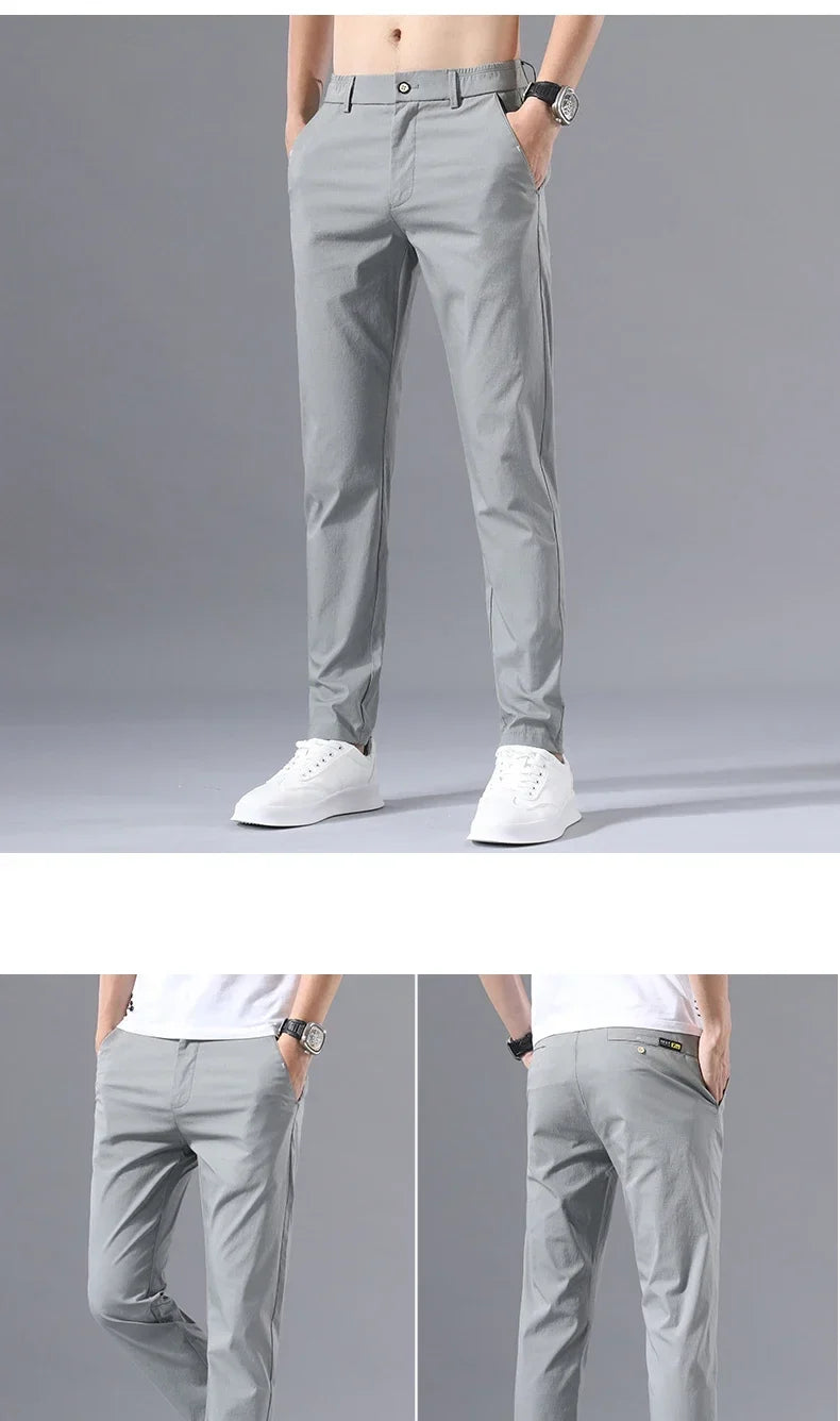 Spring Summer Thin Slim Men Casual Pants Classic Business Cotton Stretch Golf Trousers Korean Fashion Male Clothing Pants