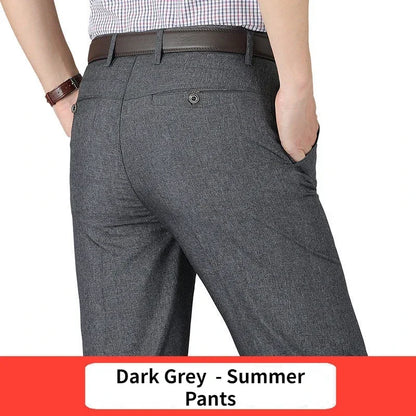 Mens Summer Casual Suit Thin Pants Classic Formal Business Fashion Autumn Thick Stretch Trousers Male Brand Clothes GOZBKF