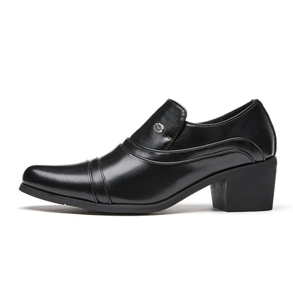 Men Business Formal Height Increasing Leather Shoes Classic Retro Elevated Loafers Lift Dress Shoes for Wedding Banquet Office