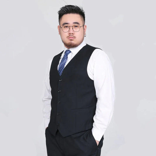 Plus Size Suit Vest for Men Smart Casual Mens Vest Single-breasted Waistcoat for Business Wedding Groomsman Spring Summer Autumn