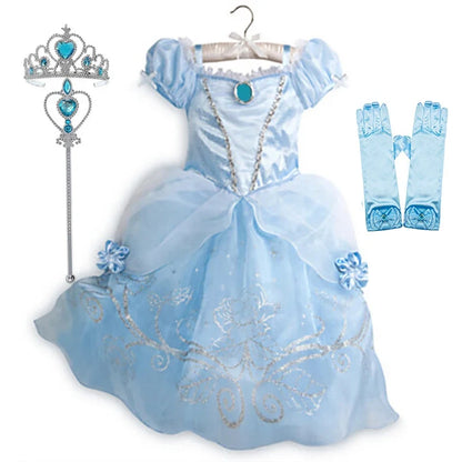 Children Halloween Disguise Aurora Cinderella Disney Princess Costume Festival Dress up Kids Girls Sleeping Beauty Frock 1-12Yrs