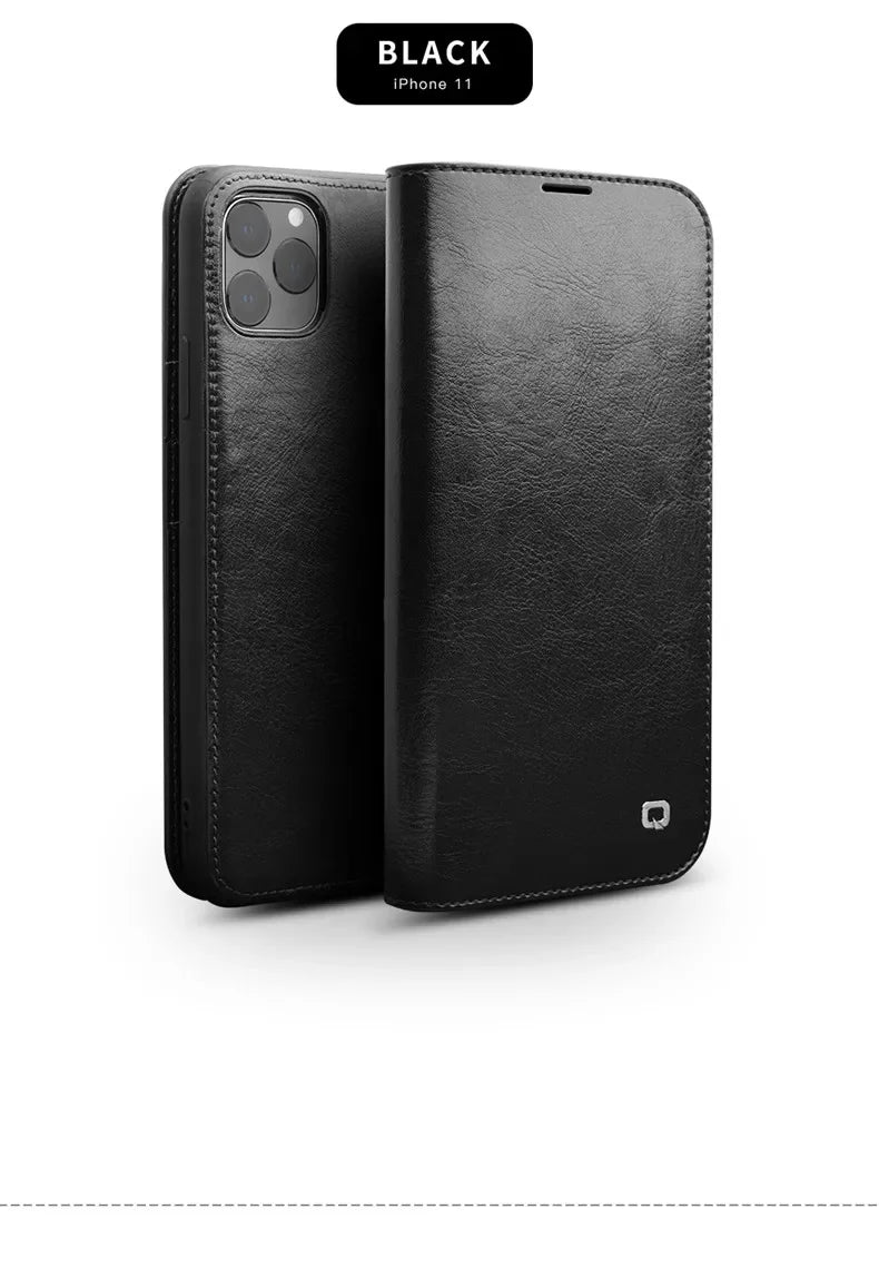 Luxury Thin Case for iPhone15 14 13 12 11 Pro Max Mini Genuine Leather Fashion Cover for XR XS Max 7 8 14 Plus Card Slot