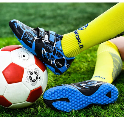 Kids Soccer Shoes Outdoor Non-Slip Football Sports Shoes Boy Training Shoes Child HOOK&LOOP Lightweight Children's Soccer Cleats