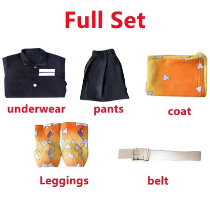 Adult and Kids Anime Demon Slayer Kimetsu No Yaiba Agatsuma Zenitsu Costume Cosplay Kimono Uniform Halloween Party Costumes