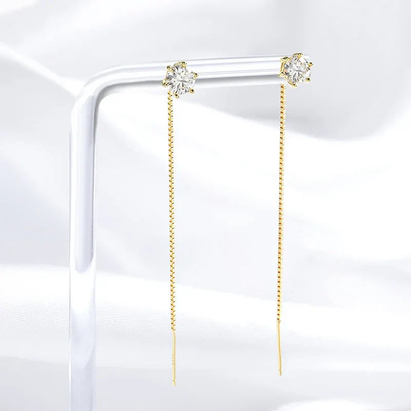 Each 0.5/1CT Tassel Moissanite Drop Earrings for Women 925 Sterling Silver Plated 18k Gold Jewelry Sparkling Earring