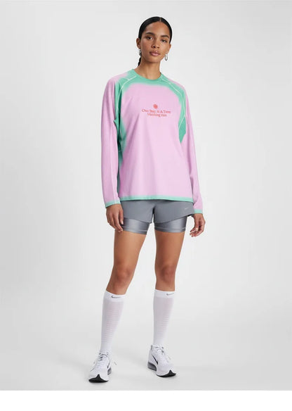 Men's Outdoor Running Long Sleeve T-Shirt Gradient Color Digital Print Quick Dry Breathable Sports Top Unisex