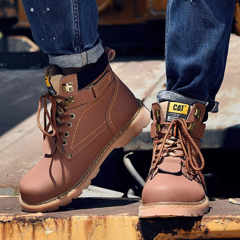 Genuine Leather Mens Women Winter Ankle Military Treking Snow Yellow Tactical Boots Outdoor for Men Work Shoes Sneakers