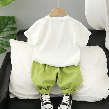 New Summer Baby Boys Cartoon Short Sleeve T-shirt+Shorts Sets Infant Kids Fashion Clothing Outfits Children Clothes Sports Suits
